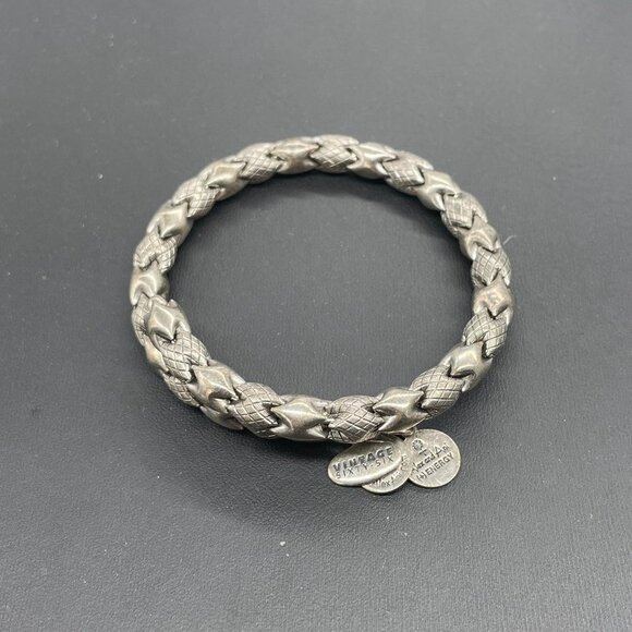 Alex and Ani Vintage 66 Snake Bangle Bracelet Silver Tone - Picture 3 of 5